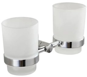 Aqualine - Portaspazzolino a parete SAMBA bianco latte vetro/cromo lucido