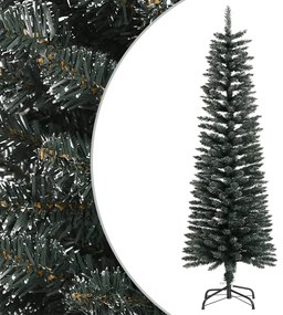 Albero di Natale Artificiale Sottile con Base Verde in PVC, 150 cm