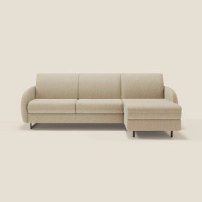 Ninfea Divano Letto Angolare con Penisola Contenitore e Materasso H18 cm - piedini in metallo e Tessuto impermeabile T03