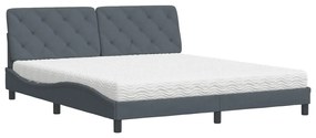 Letto con materasso grigio scuro 180x200 cm in velluto