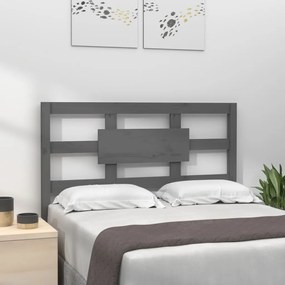 Testiera Letto Grigia 80,5x4x100 Cm İn Legno Massello Di Pino /