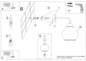 Sollux SL.1139 - Lampada da parete ALINO 1xE27/60W/230V nera