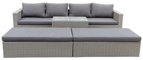 Set da giardino in rattan artificiale grigio per 4 persone Drammen - Bonami Selection