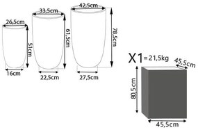 JULIA - set di 3 vasi