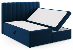 Letto boxspring blu scuro con contenitore 180x200 cm Gina - Milo Casa