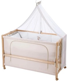 Lettino su ruote con baldacchino in colore naturale 60x120 cm Liebhabär - Roba