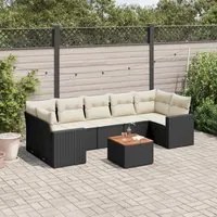 Set Divani da Giardino con Cuscini 8 pz Nero in Polyrattan 3224033