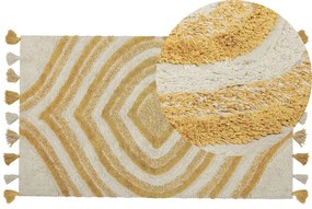 Tappeto cotone beige chiaro e senape 80 x 150 cm BINGOL Beliani