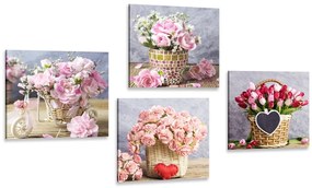 Set di quadri – Bouquet di fiori in stile vintage