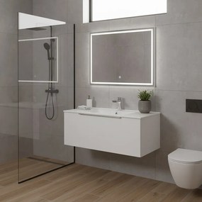Mobile da bagno sospeso sotto lavabo L 79.5 x H 30 x P 45.5 cm bianco opaco, 1 cassetto Brera