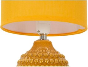Lampada da tavolo color senape in ceramica con paralume in tessuto (altezza totale 30,5 cm) Points – Mauro Ferretti