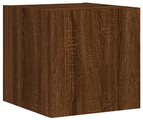 Mobile tv a parete con luci led rovere marrone 30,5x35x30 cm