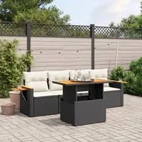 Set Divani da Giardino 5 pz con Cuscini in Polyrattan Nero 3273394