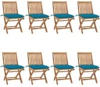 Sedie da Giardino Pieghevoli con Cuscini 8 pz Massello di Teak 3072880