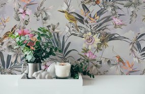 Carta da parati Tropico  grigio / argento, 53 cm x 10.05 m