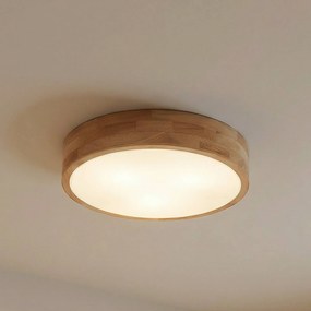 Plafoniera soffitto Tanju Lindby, dimmerabile, Legno chiaro, Soggiorno / Sala da pranzo, Legno, Campagna / Rustiche, Plafoniera