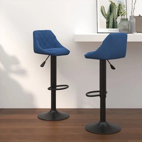 Sgabelli Da Bar 2 Pz Blu İn Velluto /