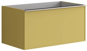 Mobile da bagno sotto lavabo Pixel frame frontale giallo sole e maniglia alluminio brillante laccato opaco L 80 x H 40 x P 45.5 cm 1 cassetto, lavabo non incluso