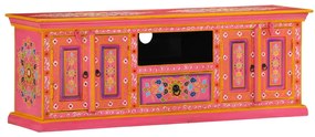 Mobile Porta Tv Rosa 110x30x40 Cm İn Legno Massello Di Mango /