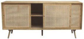 Credenza in legno massello di mango e motivo a intreccio in rattan 3 ante scorrevoli L180 cm ACANGE