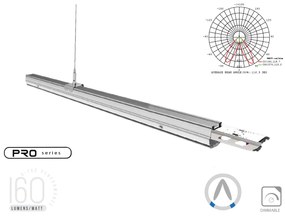 Plafoniera LED Lineare A Sospensione Follow 50W 150cm Doppia Lente Asimmetrica 4000K IP20 Dimmerabile SKU-1365