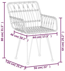 Set da Pranzo da Giardino 5 pz Nero in Polyrattan