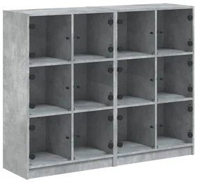 Libreria ante grigio cemento 136x37x109 cm in legno multistrato
