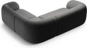 Divano angolare grigio scuro (con penisola a destra/a L) con rivestimento in velluto Kate – Micadoni