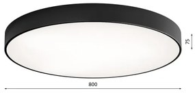 Plafoniera LED CLEO 96W 230V 3000K Ø80 cm nera
