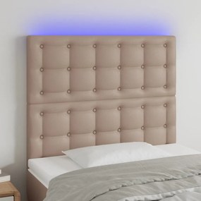 Testiera A Led Cappuccino 80x5x118/128 Cm İn Similpelle /
