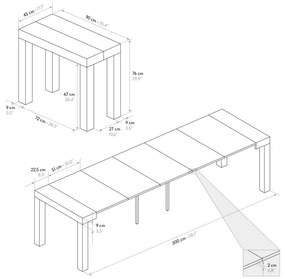 Consolle allungabile VIAREGGIO cemento 90&#215;45 cm &#8211; 90&#215;300 cm