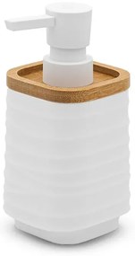 Dispenser sapone da appoggio bianco in abs e bambù Wave