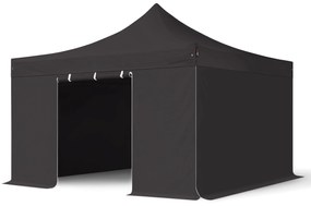 TOOLPORT 4x4m gazebo pieghevole PES con laterali, PROFESSIONAL alluminio, nero - (600175)