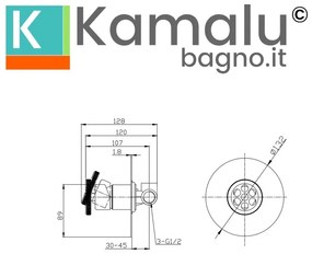 Kamalu - miscelatore doccia a incasso monocomando con rotella finitura lucida | inner-cromo