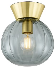 Plafoniera Moderna Sydney Base Oro E Sfera In Vetro Fumé 1 Luce E14