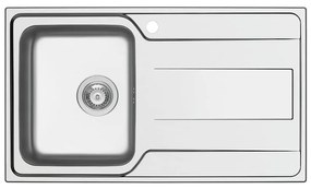 Lavello integrato 1 vasca con gocciolatoio a destra DELINIA Basalt inox L 50 x L 86 cm argento