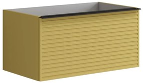 Mobile da bagno sotto lavabo Pixel stripes giallo laccato L 80 x H 40 x P 45.5 cm 2 cassetti, lavabo non incluso