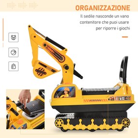 Escavatore Ruspa Cavalcabile per Bambini   Giallo e Nero...