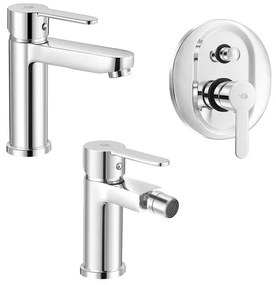 Set miscelatori lavabo bidet doccia con deviatore Iole in ottone cromato