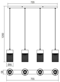 Redo 01-3143 - Lampadario a sospensione con filo STEM 4xE27/42W/230V