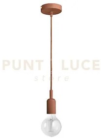 Gso083- pendente flip cavo in stoffa e rosone rame 1 luce attacco ...
