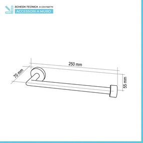 Portasalviette bagno a muro 25 cm bianco in acciaio e bambù Haiti