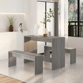 Set da pranzo 3 pz grigio sonoma in truciolato