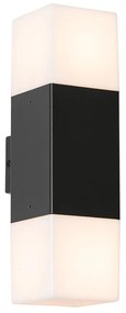 Lampada da parete per esterni nera con paralume opale 2 luci IP44 - Denmark