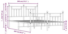 Giroletto con Testiera e Pediera Metallo Bianco 140x200 cm