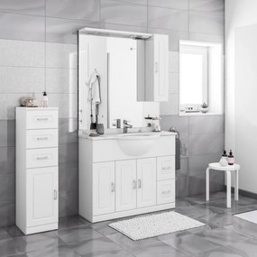 Mobile sottolavabo e lavabo Paola per vasca centrale bianco L 101 x H 81 x P 33.5 cm, 3 ante 2 cassetti