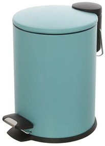 Pattumiera bagno in acciaio acquamarina con pedale e coperchio slim 3 lt