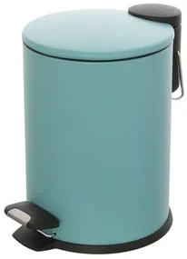 Pattumiera bagno in acciaio acquamarina con pedale e coperchio slim 3 lt