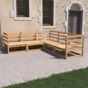 Set divani da giardino 5 pz in legno massello di pino