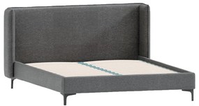 Letto matrimoniale imbottito grigio scuro con griglia 140x200 cm Basti - Ropez